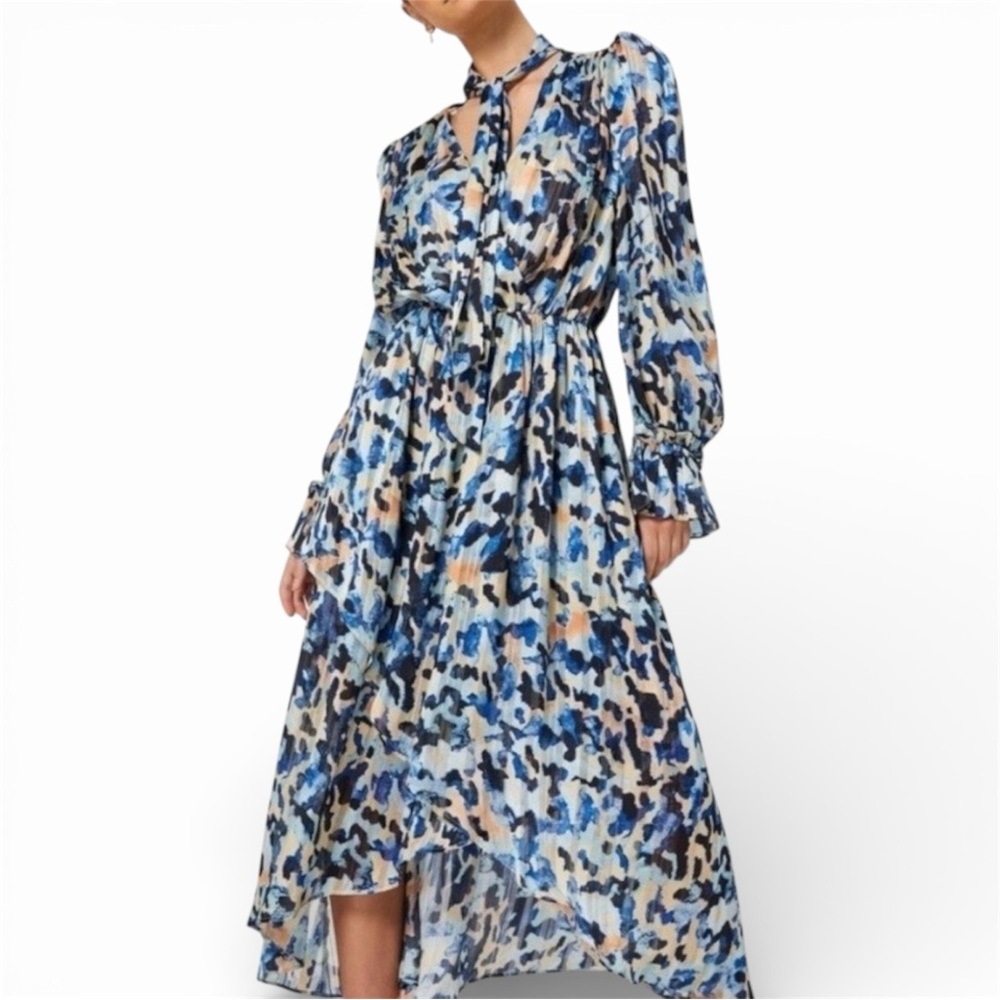 EUC Elliatt Heavenly Creature Lucid Georgette Midi Dress Leopard Print - Size XL